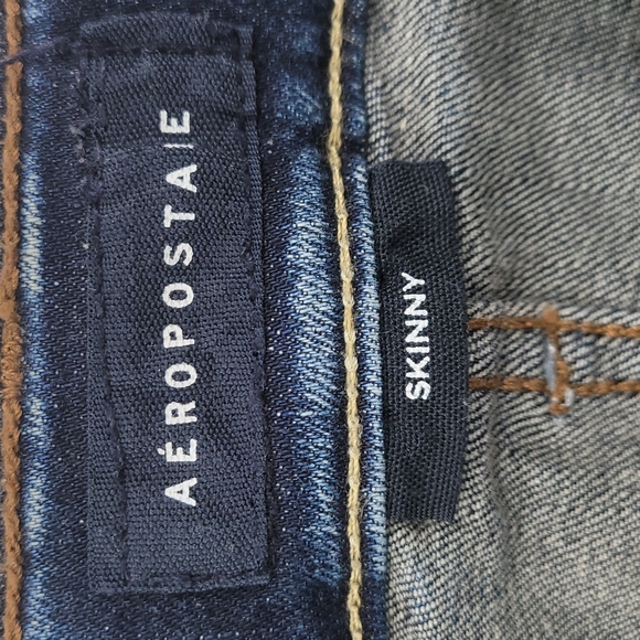 Aeropostale Skinny Jeans Distressed Acid Wash Casual Blue Size 34x32 - Picture 7 of 12